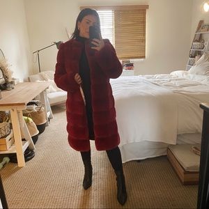 Oh Polly Burgundy Teddy Coat